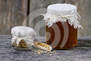 Fresh honey and bee pollen