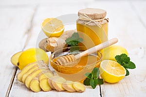 Fresh honey, ginger and lemon