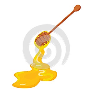 Fresh honey spoon icon cartoon vector. Organic nutrition