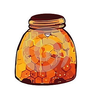 Fresh honeycomb jar with organic sweet