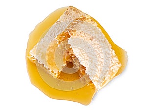 Fresh honeycombs on white background.clipping path
