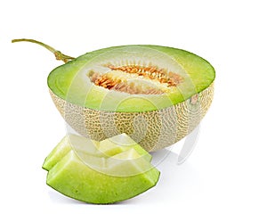 Fresh honeydew Melon on White