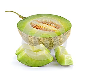 Fresh honeydew Melon on White Background photo