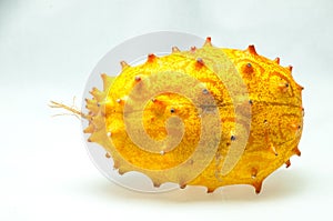 Fresh horned melon isolated on a white background