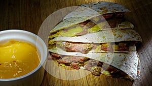 Fresh hot perfectly made mexican quesadilla delicious international food.