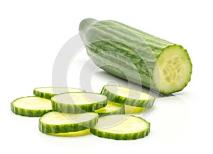 Fresh hothouse cucumber isolated on white