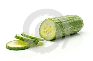 Fresh hothouse cucumber isolated on white