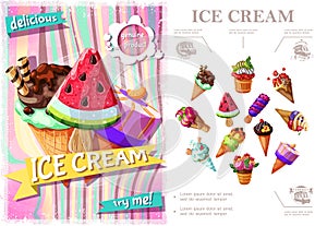 Fresh Ice Cream Colorful Concept