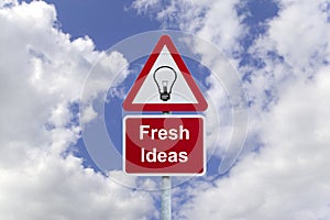Fresh ideas signpost in the sky