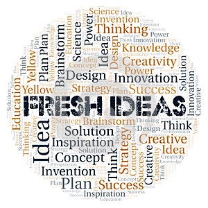 Fresh Ideas typography word cloud create with the text only.