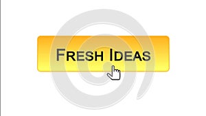Fresh ideas web interface button clicked with mouse cursor, orange color, design