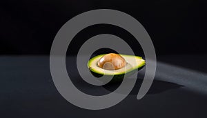 Single Green Avocado Seed on Slate