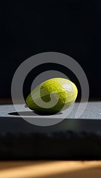 Single Green Avocado Seed on Slate