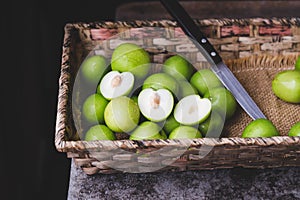 Fresh Indian Jujube fruits on the dark background