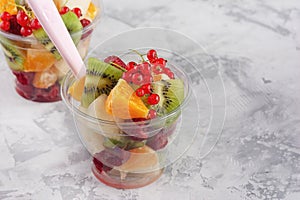 Fresh Ingredient for Fruit Berry Salad Plastic Cup