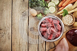 Fresh ingredients for a healthy dog diet