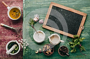 Fresh ingredients for a salad dressing