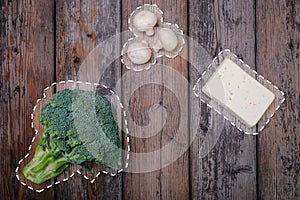 Fresh ingredients on a wooden table