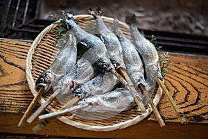 Fresh iwana fish for barbecue photo