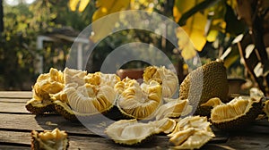Fresh Jack fruit in a white dish