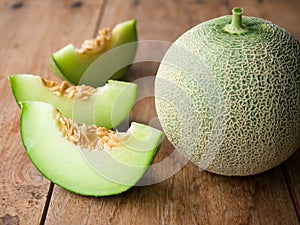 Fresh japanese green melon fruit.