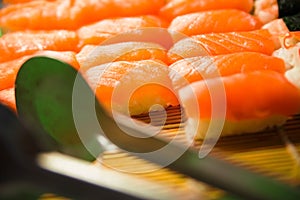 Fresh japanese salmon sushi