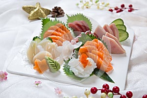 Fresh Japanese Sushi Salmon Platter