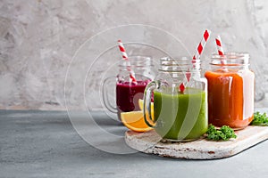 Fresh juice in the jar for detox or healthy lifestyle
