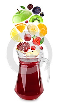 Fresh juice with mixed falling fruit
