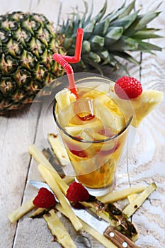 Fresh juice with pineapple slice