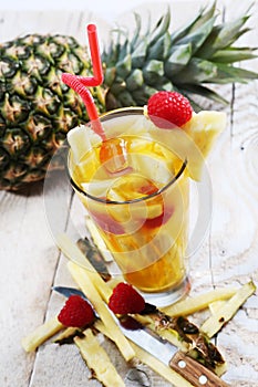 Fresh juice with pineapple slice