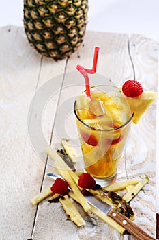 Fresh juice with pineapple slice