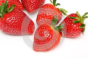 fresh juicy appetizing strawberries on a white background isolate studio shooting 2