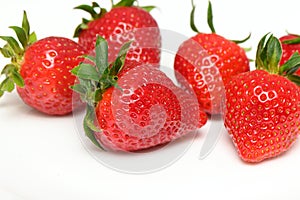 fresh juicy appetizing strawberries on a white background isolate studio shooting 3
