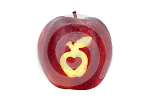 Fresh juicy apple with cutout - apple and heart