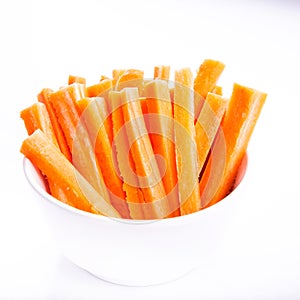 Fresh juicy carrot cut and ready to eat