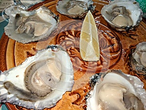 Fresh juicy Colchester oysters