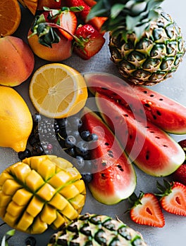 fresh and juicy cut fruits on a plate