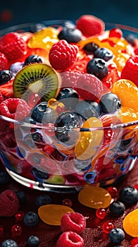 Fresh Juicy Fruits Salad on Foody Background AI Generative