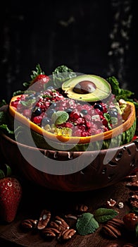 Fresh Juicy Fruits Salad on Foody Background AI Generative