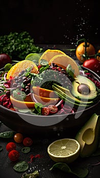 Fresh Juicy Fruits Salad on Foody Background AI Generative