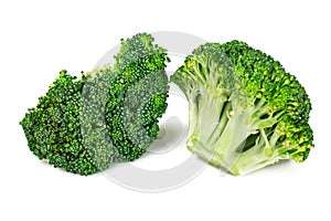 Fresh Juicy Green Broccoli on White Background