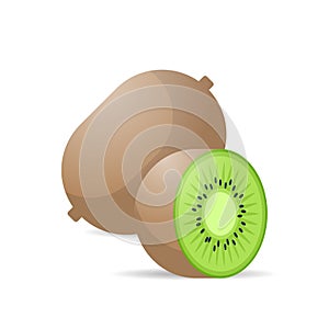 Fresh juicy kiwi icon tasty ripe fruit isolated on white background healthy food concept