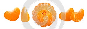 Fresh, juicy mandarin, tangerine isolated on a white background. panorama, banner