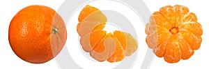 Fresh, juicy mandarin, tangerine isolated on a white background. panorama, banner