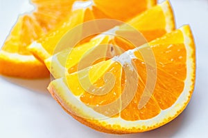 Fresh juicy orange fruit slice isolated. Citrus fruit-natural vitamin C.