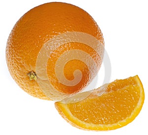 Fresh and juicy oranges on a white background