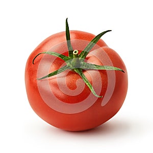 Fresh juicy pink tomato isolated on a white