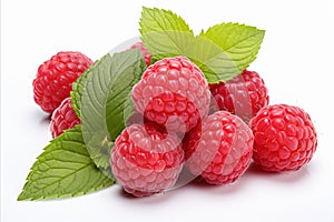 Fresh and juicy ripe raspberry isolated on a clean white background high quality stock photo