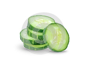 Fresh juicy slice cucumber isolated on white background, clipping path